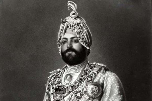 Monocrome paining (ca 1875) of Maharajah Duleep Singh Dressed for a State Function in richly decorated garments.