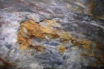 close-up at colourful limestone impregnations