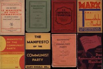 collection of different Marx 'The Manifesto' covers