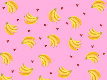 Bunches of yellow bananas with pink background