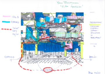 Brightly coloured technical drawing