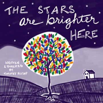 the stars are brighter here poster - purple with colourful tree to the left